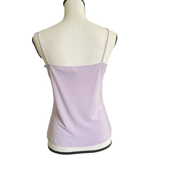 Y2k Lace Trim Cami top Sz M Lavender Stretch Fabric V Neckline Spaghetti Straps - Picture 5 of 12